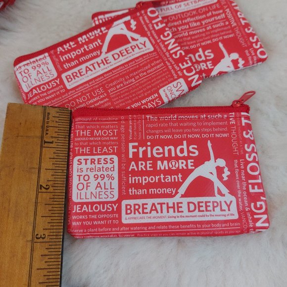 Lululemon Red Slogan Zipper Closure Coin/Card Holder Pouch - Picture 7 of 9